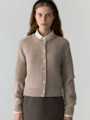 Gold Button Wool Cardigan - DEPOUND - Modalova