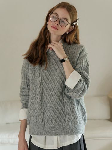 Oversized Twist Sweater - Gray - Cest Moidew - Modalova