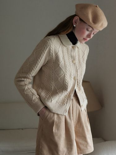 Detachable Lapel Cardigan - Beige - Cest Moidew - Modalova