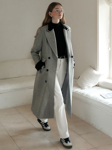 Color Contrasting Long Coat - Cest Moidew - Modalova