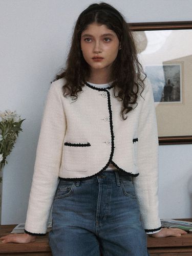 Esther Tweed Crop Jacket - LETTER FROM MOON - Modalova