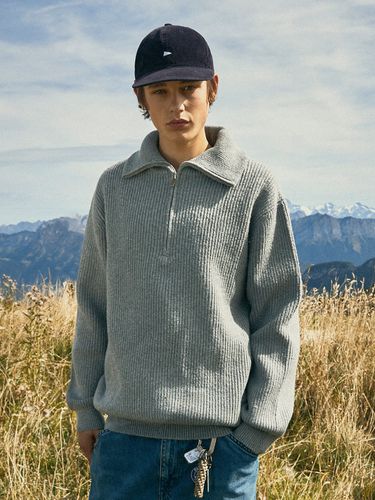 Oversized Half Zip-Up Ribbed Sweater _ 5 Colors - Fluke - Modalova