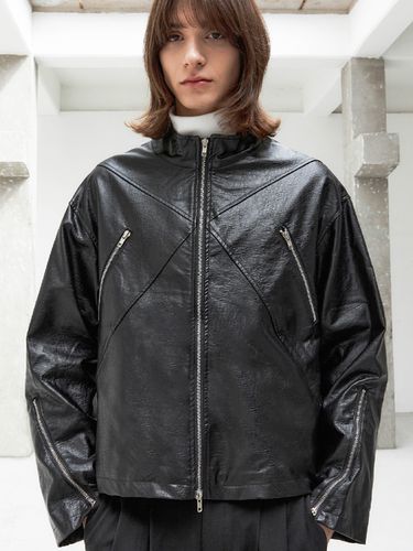 Double Zipper Vegan Leather Rider Jacket _ - Trip LE Sens - Modalova