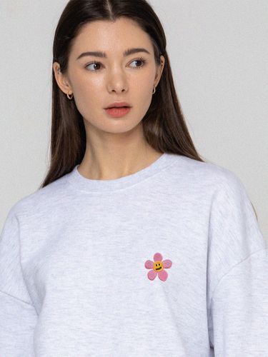 Pink Flower Dot Embroidery Sweatshirt - GRAVER - Modalova