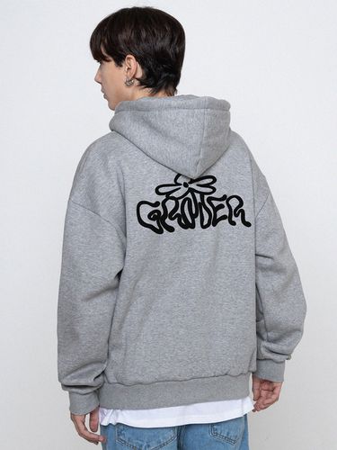 Wave Logo Flower Hoodie - Gray - GRAVER - Modalova