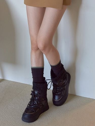 Winter Padding Shoelace Boots_Black - FORMEL CAMELE - Modalova