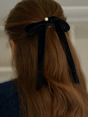 T Pearl Velvet Ribbon Hairtie_Black - ANEDIT - Modalova