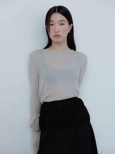 Sheer Boat Neck Knit - Gray - RRACE - Modalova