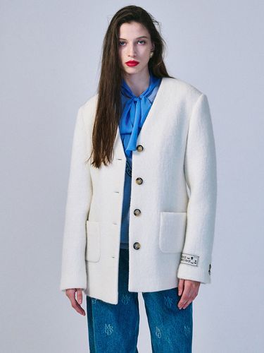 Alpaca Wool Collarless Jacket - MARDI MERCREDI - Modalova