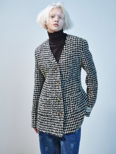 Alpaca Wool Collarless Jacket - MARDI MERCREDI - Modalova