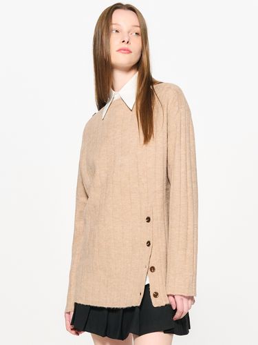 Wool-Blend Button Point Boat Neck Pullover _ - GENERAL IDEA - Modalova