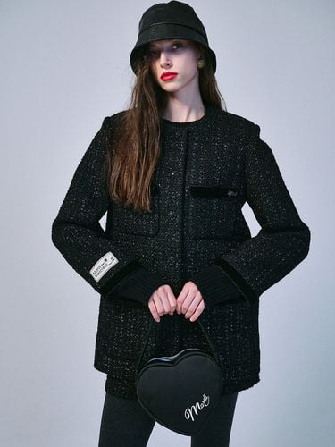 Oversized Tweed Jacket - Black - MARDI MERCREDI - Modalova