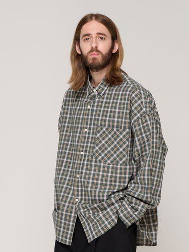 Plaid Oversized Fit Shirt - Khaki - CARGOBROS - Modalova