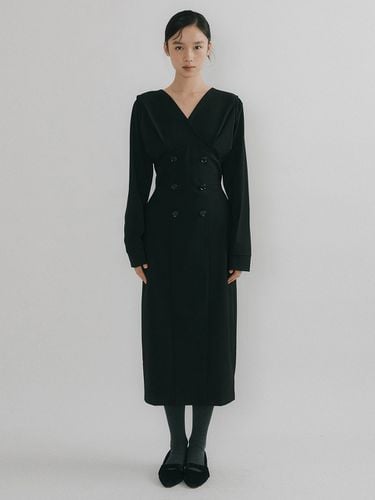 Oson Double Button Balloon Long Dress_Black - REORG - Modalova