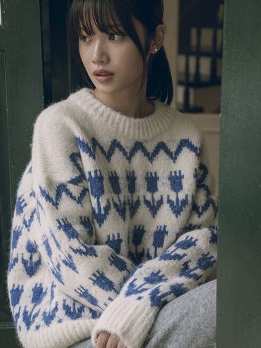 Flower hairy wool sweater - vanone atelier - Modalova