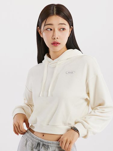 Velour Semi Cropped Hoodie - AKIII CLASSIC - Modalova