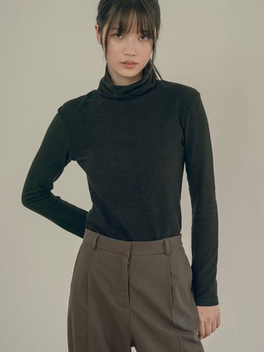 Terry slim turtleneck_Black - vanone atelier - Modalova