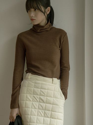 Terry slim turtleneck_Brown - vanone atelier - Modalova