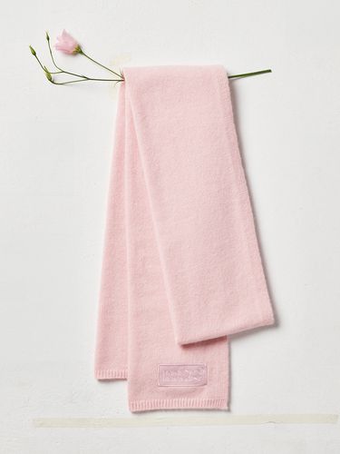 Cashmere Blended Satin Logo Scarf_Pink - MARDI MERCREDI - Modalova