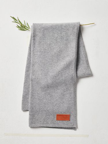 Cashmere Blended Leather Patch Scarf_Grey - MARDI MERCREDI - Modalova