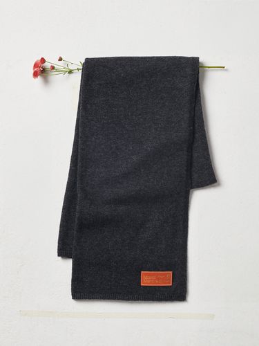 Cashmere Blended Leather Patch Scarf_Charcoal - MARDI MERCREDI - Modalova