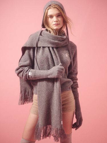 Blended Fringe Scarf_Grey - MARDI MERCREDI - Modalova