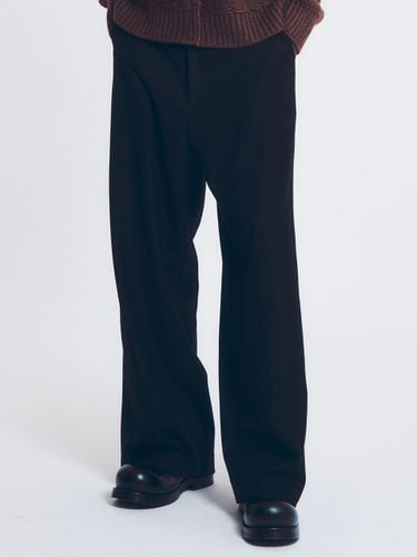 Wool Blend Volume Wide Pant - Black - FAMILLE - Modalova