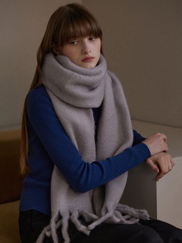 Wool Long Wide Scarf_Grey - ADAUL - Modalova