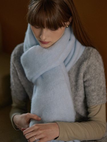 Wool Long Wide Scarf_Skyblue - ADAUL - Modalova