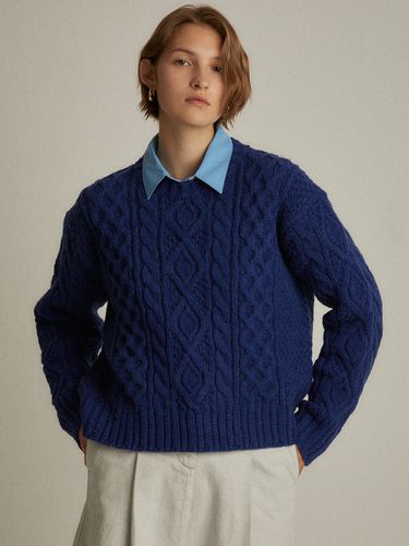 Cable Knit Sweater_Cobalt Blue - LARGO - Modalova