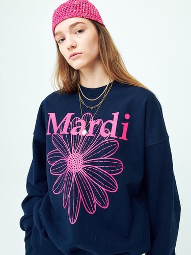 Flower Sweatshirt - Navy Violet - MARDI MERCREDI - Modalova