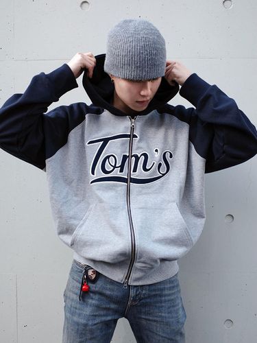 Color-Blocking Zip-Up Hoodie _ Navy - TOMS BIRTHDAY - Modalova