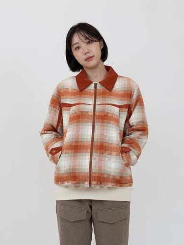 Plaid Blanket Padded Zip-Up Jacket - IOEDLE - Modalova