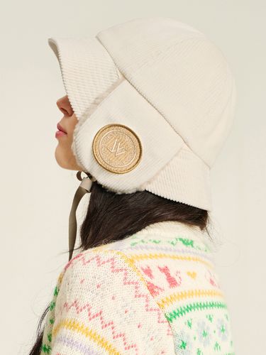 Corduroy Earmuff Bucket Hat Sunny_12colors - WHITE SANDS - Modalova