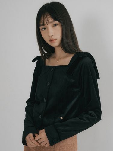 Oson Ribbon Velvet Blouse_Black - REORG - Modalova