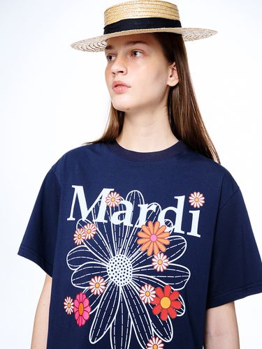 Flower Blossom T-shirt - Navy White - MARDI MERCREDI - Modalova