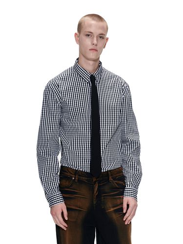 Collar Strap Gingham Check Shirt_Black - Theballon MEN - Modalova