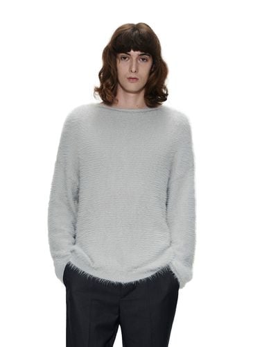 Hairy Boatneck Knit Top_Gray - Theballon MEN - Modalova