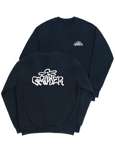 Wave Logo Flower Sweatshirt - Navy - GRAVER - Modalova