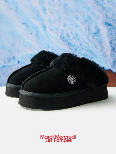 Platform Fur Slippers_Black - MARDI MERCREDI LESPOMPES - Modalova