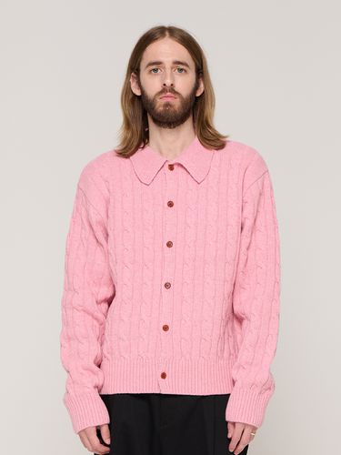 Cable Knit Cardigan - Pink - CARGOBROS - Modalova