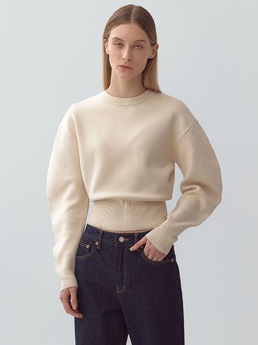 Balloon Cropped Knit_Beige - MAGJAY - Modalova