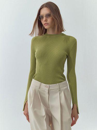 Ribbed Slit Cuffs Knit_Green - MAGJAY - Modalova