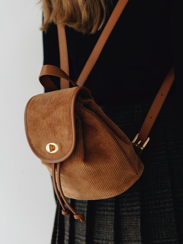 Maud Corduroy Backpack Mini Bag_Brown - milieu mieux - Modalova