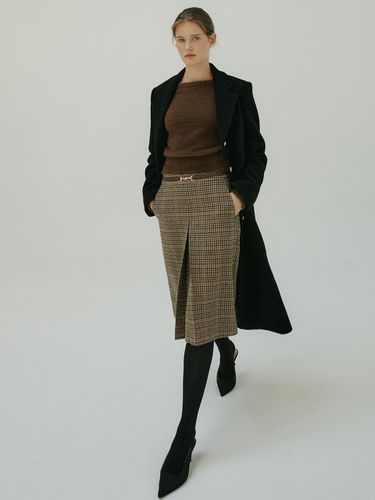 French Check Wool Skirt_Brown - octette - Modalova