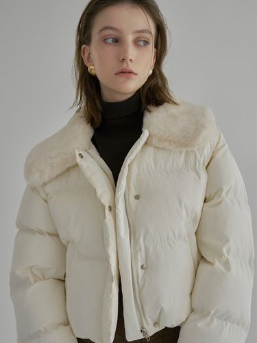 Cropped Fur Collar Padded Jacket (JP-514) - Atelier Nain - Modalova