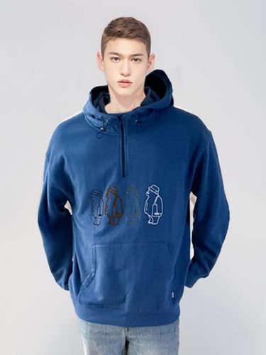 Polar Relaxed Fit Fleece Washed 1/2 Zip Hoodie - pollution - Modalova