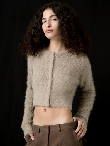 Hairy Fur Cardigan _ Beige - Porta - Modalova