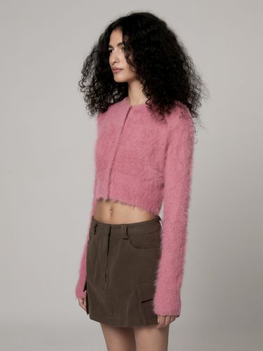 Hairy Fur Cardigan _ Pink - Porta - Modalova