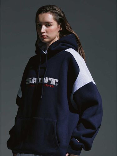 Logo Block Hoodie _ Navy - SAINTPAIN - Modalova